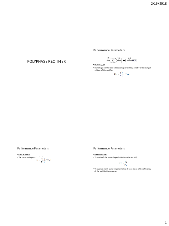 (PDF) POLYPHASE RECTIFIER Performance Parameters Vince Angelo Espada