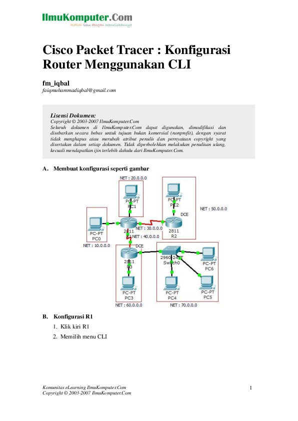 (DOC) Cisco Packet Tracer : Konfigurasi Router Menggunakan CLI fm_iqbal