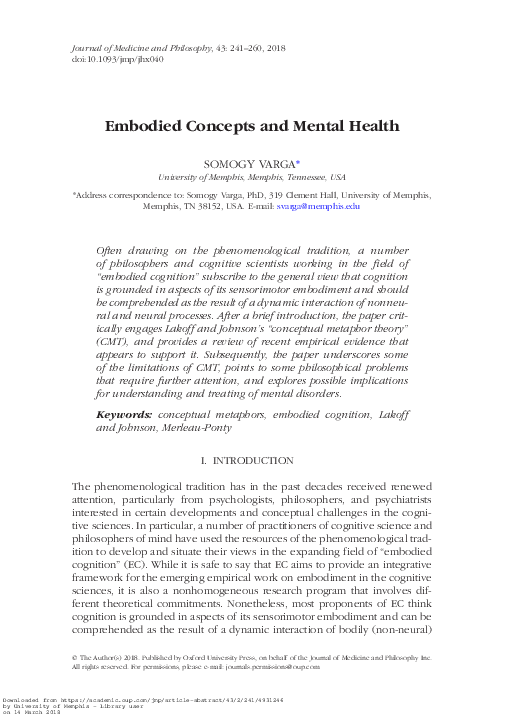 (PDF) Embodied Concepts and Mental Health