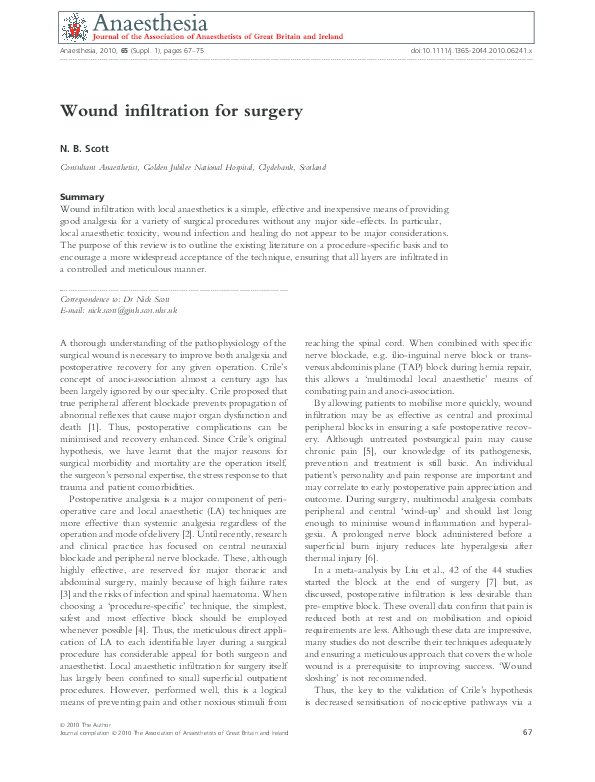 (PDF) Wound infiltration for surgery