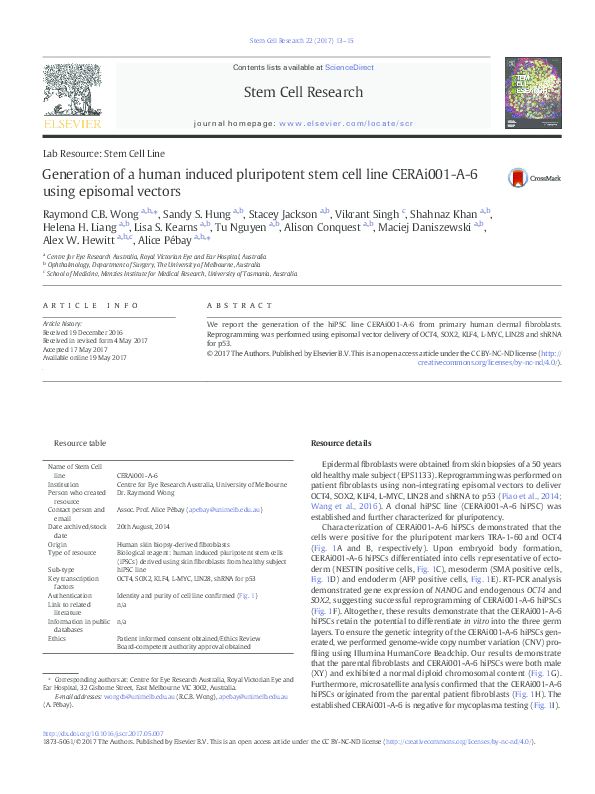 (PDF) Lab Resource: Stem Cell Line Generation of a human induced ...