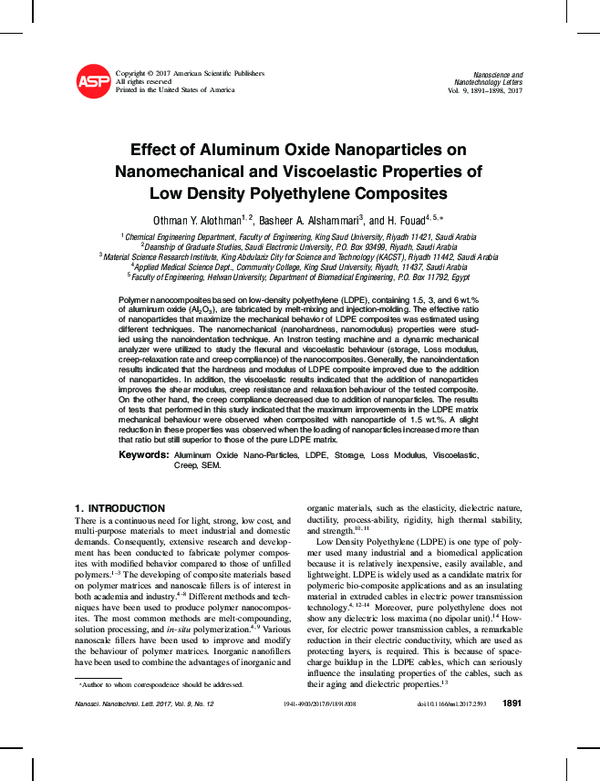 (PDF) Effect of Aluminum Oxide Nanoparticles on Nanomechanical and ...