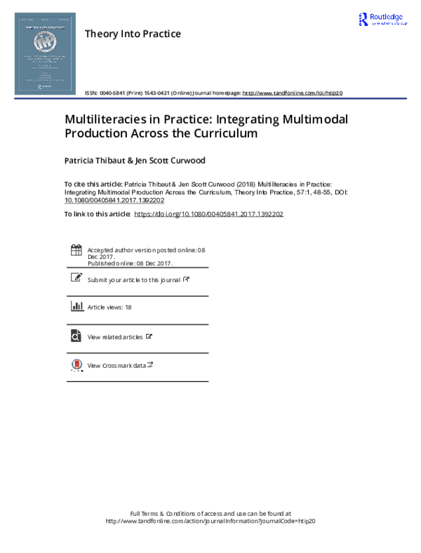 (PDF) Multiliteracies in Practice: Integrating Multimodal Production ...