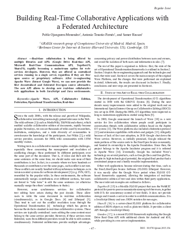 (PDF) Building Real-Time Collaborative Applications with a Federated ...