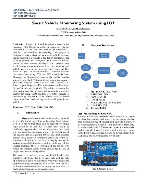 (PDF) Smart Vehicle Monitoring System using IOT