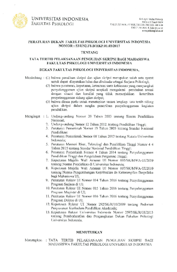 Pdf Tata Tertib Pelaksanaan Pengujian Skripsi Bagi Mahasiswa Fakultas Psikologi Ui Dwi Nursiti Academia Edu
