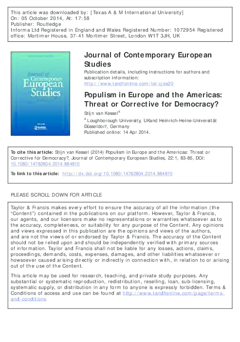 (PDF) Populism in Europe and the Americas: Threat or Corrective for ...