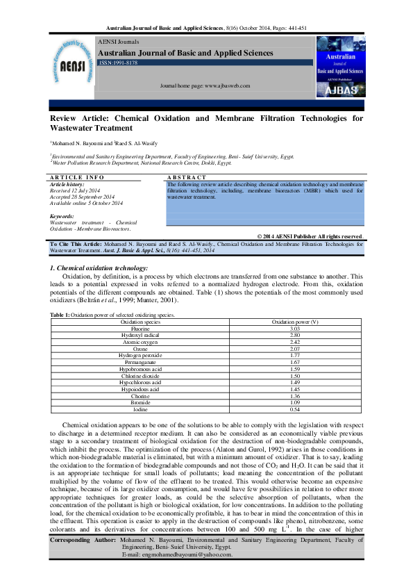 (PDF) Australian Journal of Basic and Applied Sciences Chemical ...