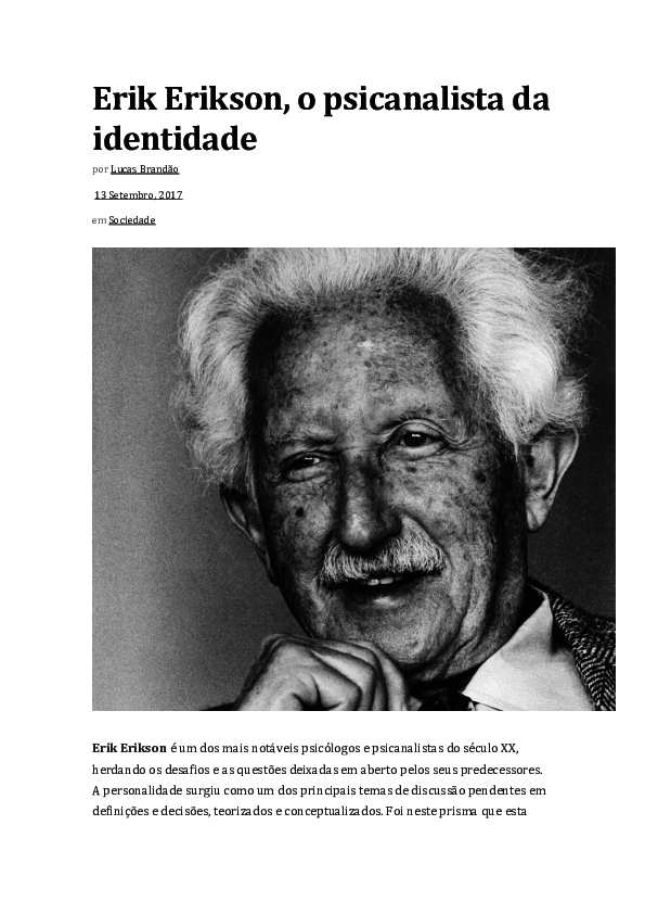 (DOC) Erik Erikson, o psicanalista da identidade Amanda Santos Academia.edu