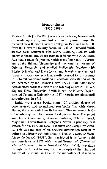 (PDF) Shaye J.D. Cohen, “Morton Smith (19151991),” Proceedings of the