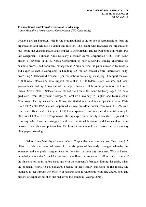 Ann mulcahy xerox case study essay 04 picture