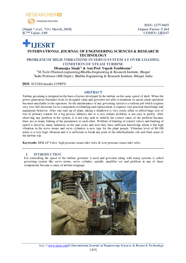 (PDF) PROBLEM OF HIGH VIBRATIONS IN SERVO SYSTEM AT OVER LOADING