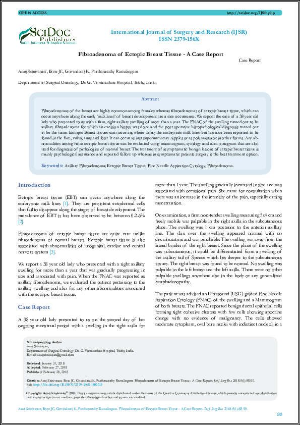(PDF) Fibroadenoma of Ectopic Breast Tissue -A Case Report Case Report