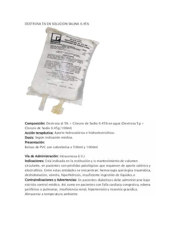 composicion solucion dextrosa al 5