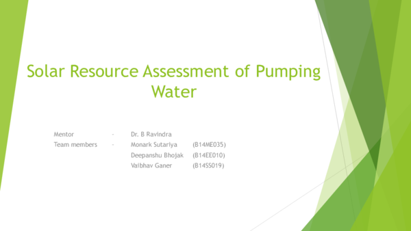 (PPT) Solar resource assessment of pumping water