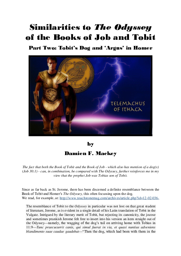 (DOC) Similarities to The Odyssey of the Books of Job and Tobit. Part