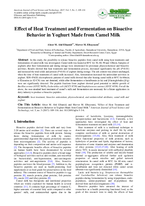 (PDF) Effect of Heat Treatment and Fermentation on Bioactive Behavior ...