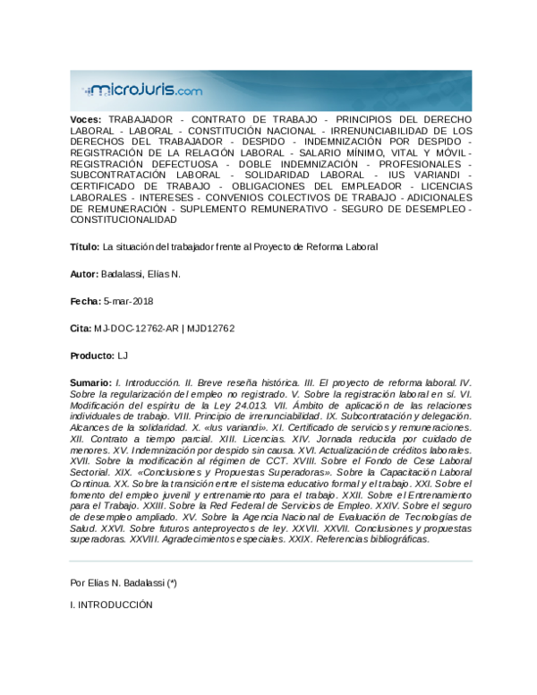(PDF) La situación del trabajador frente al proyecto de reforna laboral