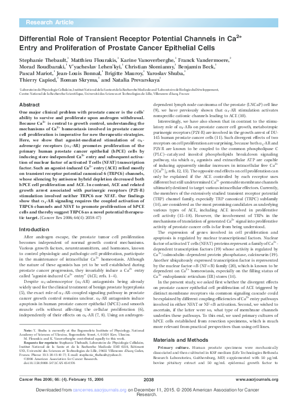(PDF) Differential Role of Transient Receptor Potential Channels in Ca2 ...