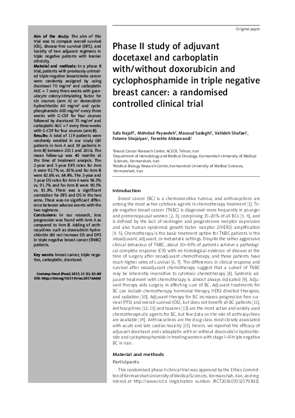 (PDF) Phase II study of adjuvant docetaxel and carboplatin with/without ...