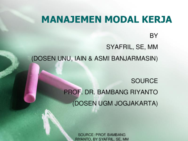 (PDF) MANAJEMEN MODAL KERJA Syafril Djaelani Academia.edu