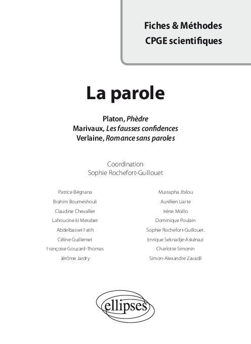 Pdf La Parole Coordination Sophie Rochefort Guillouet Brahim Boumeshoul Academia Edu