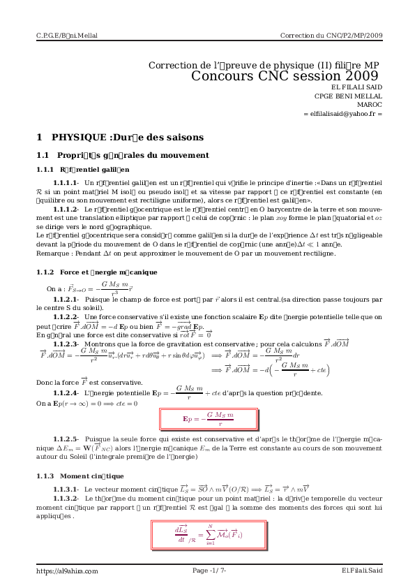 First page of “Cnc mp physique2 2009c”