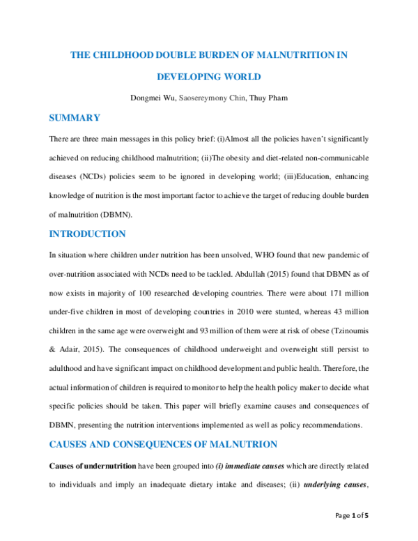 (PDF) THE CHILDHOOD DOUBLE BURDEN OF MALNUTRITION IN DEVELOPING WORLD