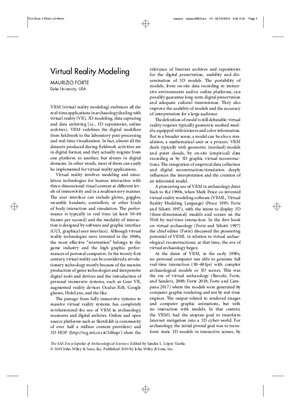 (PDF) Virtual Reality Modeling