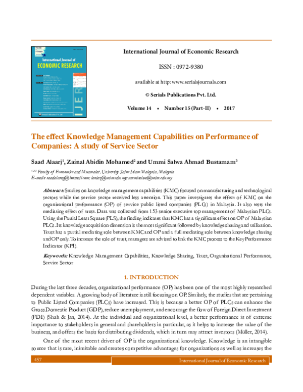 (PDF) The effect of Knowledge Management Capabilities on Performance of ...