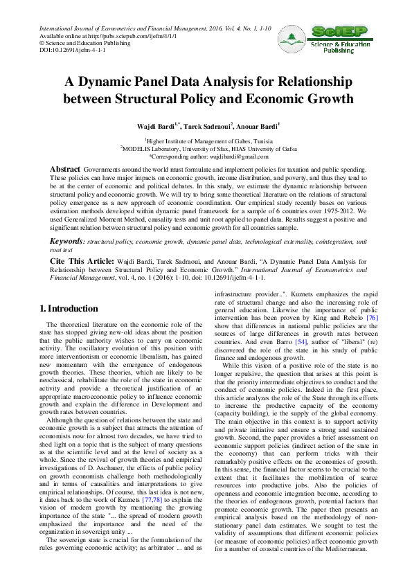 (PDF) A Dynamic Panel Data Analysis for Relationship between Structural ...