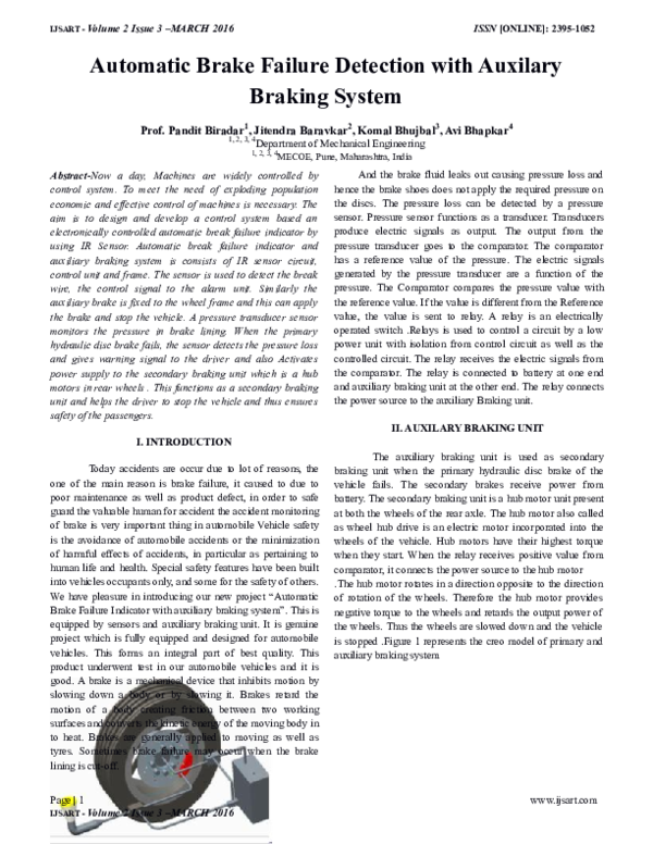 (DOC) Automatic Brake Failure Detection with Auxilary Braking System