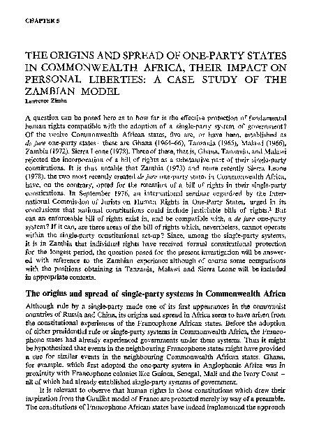 (PDF) THE ORIGINS AND SPREAD OF ONE-PARTY STATES IN COMMONWEALTH AFRICA ...