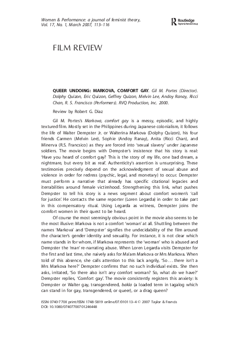 Pdf Diaz Robert 2007 Queer Undoing In Markova Comfort Gay