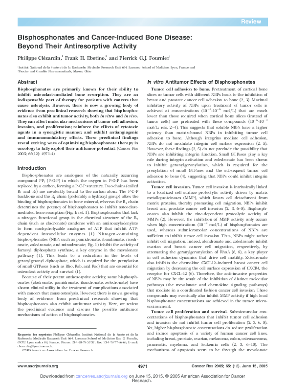 (PDF) Bisphosphonates and Cancer-Induced Bone Disease: Beyond Their ...