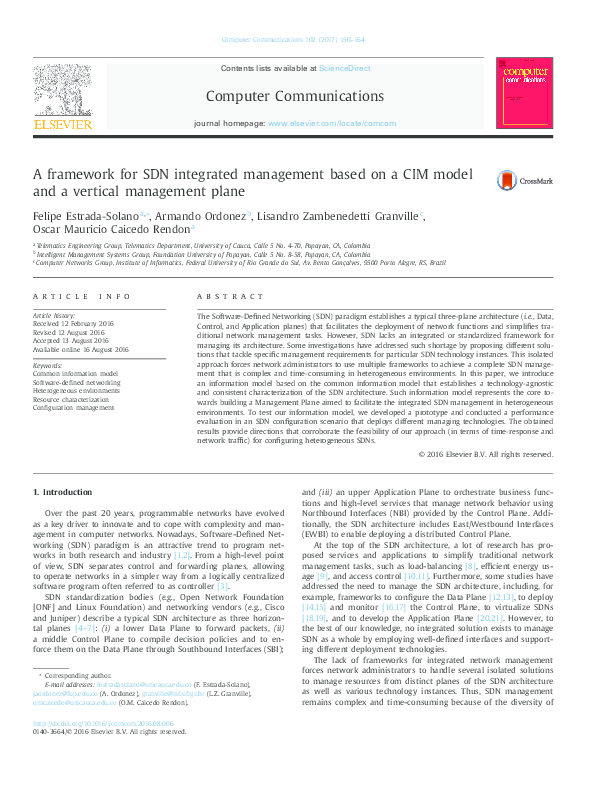 (PDF) A framework for SDN integrated management based on a CIM model ...
