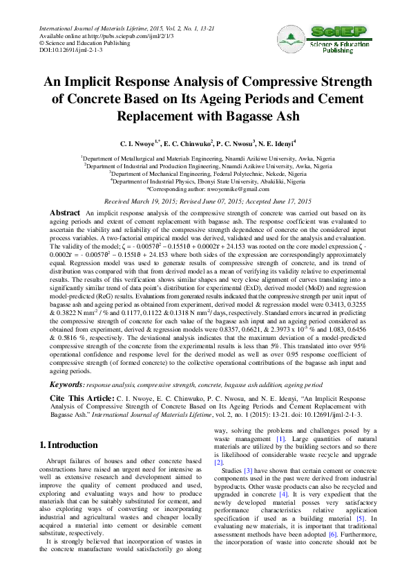 (PDF) An Implicit Response Analysis of Compressive Strength of Concrete ...