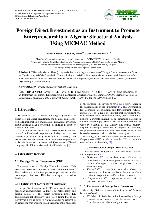 (PDF) Foreign Direct Investment as an Instrument to Promote ...