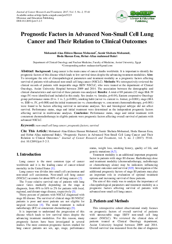 (PDF) Prognostic Factors in Advanced Non-Small Cell Lung Cancer and ...