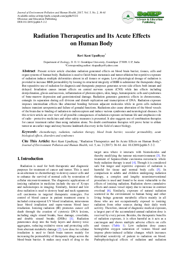 (PDF) Radiation Therapeutics and Its Acute Effects on Human Body