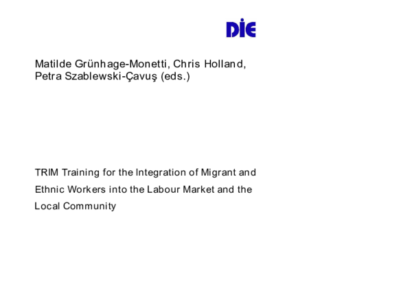 (PDF) TRIM Training for the Integration of Migrant and Ethnic Workers