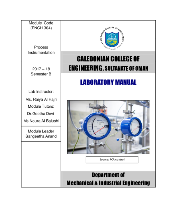 (PDF) Process Instrumentation ENCH 304 LHB FINAL Ebtehal Al saidi