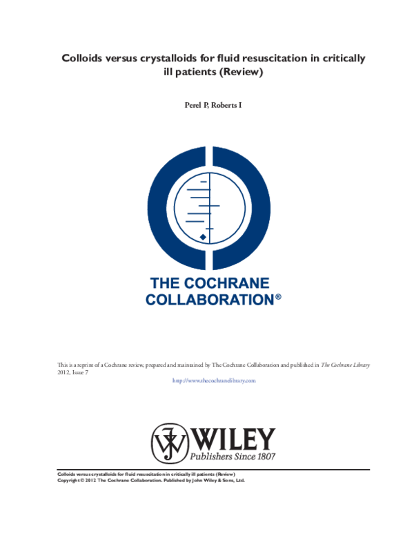 (PDF) Colloids versus crystalloids for fluid resuscitation in