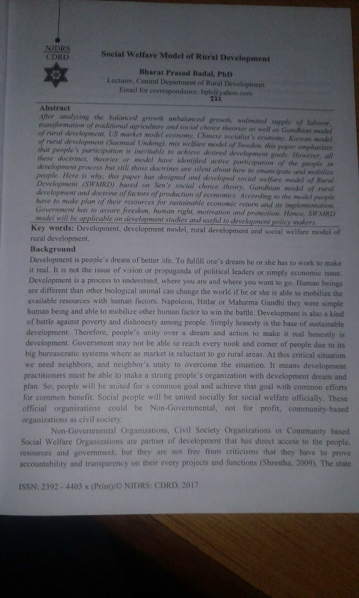 (PDF) social welfare model of rural development.pdf