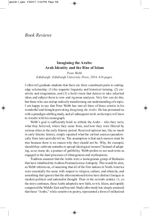(PDF) "Review of Imagining the Arabs: Arab Identity and the Rise of ...