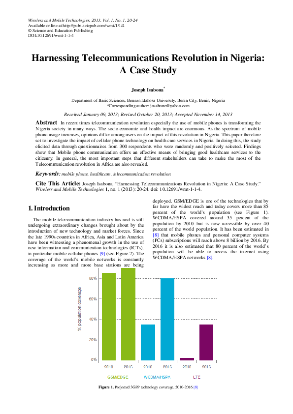 (PDF) Harnessing Telecommunications Revolution in Nigeria: A Case Study