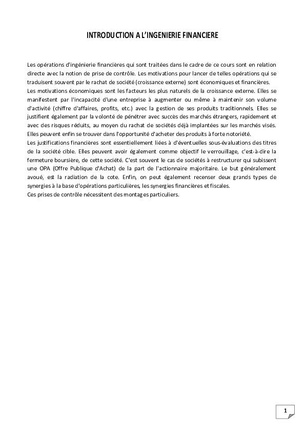 Pdf Introduction A L Ingenierie Financiere Soukaina Aitelhaj Academia Edu