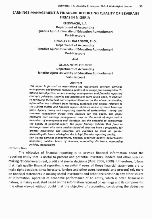 (PDF) EARNINGS MANAGEMENT & FINANCIAL REPORTING QUALITY OF BEVERAGE ...