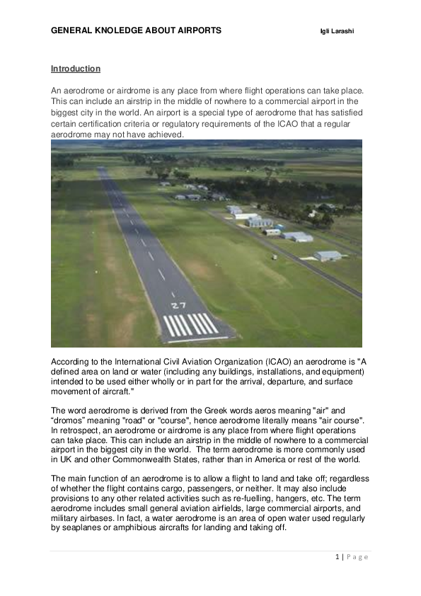 (PDF) GENERAL KNOLEDGE ABOUT AIRPORTS