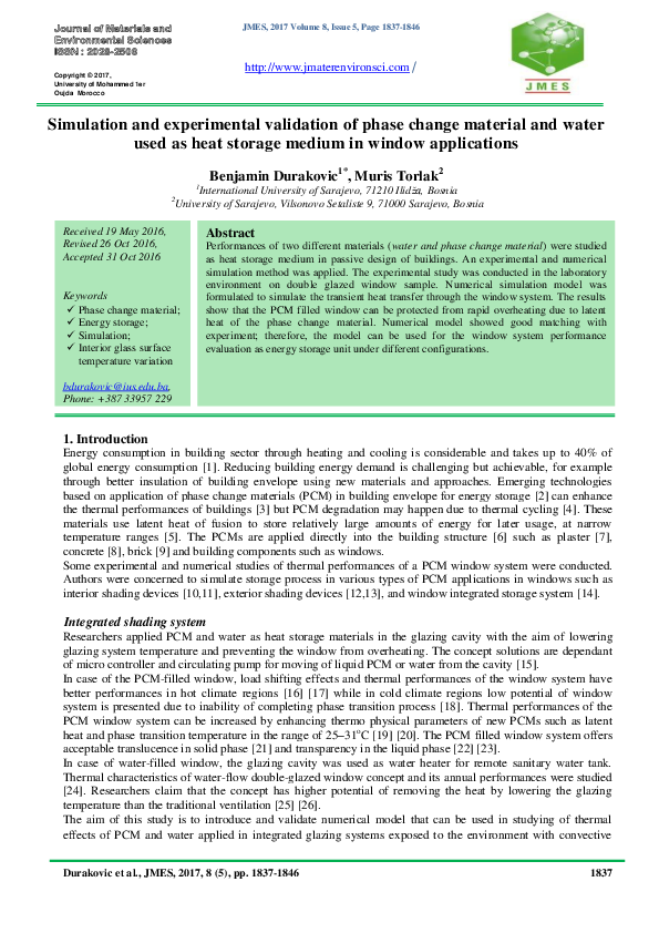 (PDF) Simulation and experimental validation of phase change material ...